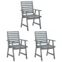 Sillas comedor de jardín 3 uds madera maciza acacia y cojines de , Sillas de jardín - Ref: Foro24-3064434, Precio: 284,94 €, ...
