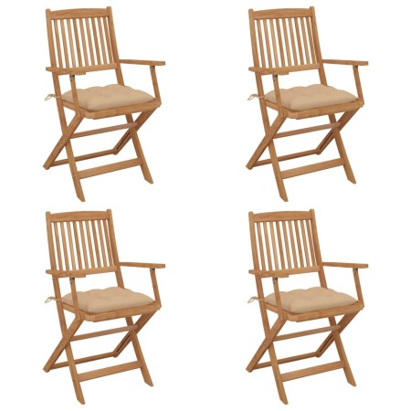 Sillas de jardín plegables 4 uds y cojines madera maciza acacia de , Sillas de jardín - Ref: Foro24-3064635, Precio: 208,58 €...