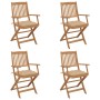 Sillas de jardín plegables 4 uds y cojines madera maciza acacia de , Sillas de jardín - Ref: Foro24-3064635, Precio: 208,58 €...