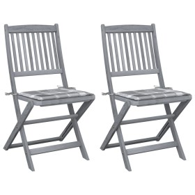 Sillas de jardín plegables 2 uds madera maciza acacia y cojines de , Sillas de jardín - Ref: Foro24-3064550, Precio: 121,56 €...