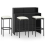 Set muebles de bar para jardín 4 piezas y cojines negro de , Conjuntos de jardín - Ref: Foro24-3064876, Precio: 372,16 €, Des...