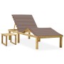 Tumbona de jardín con mesa y cojín de madera de pino impregnada de , Tumbonas - Ref: Foro24-3065872, Precio: 134,16 €, Descue...