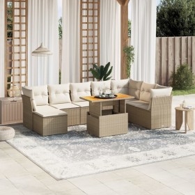 Set de sofás de jardín 9 pzas con cojines ratán sintético beige en Conjuntos de jardín | Comprar online en Foru.es