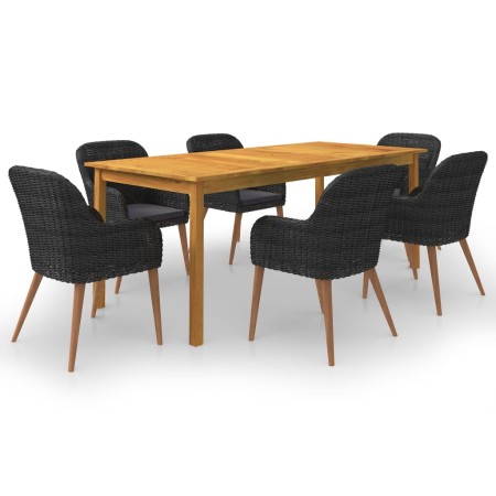 Juego de comedor para jardín de 7 piezas negro de , Conjuntos de jardín - Ref: Foro24-3067918, Precio: 827,98 €, Descuento: %