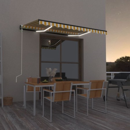Toldo automático LED sensor de viento amarillo blanco 350x250cm de , Toldos - Ref: Foro24-3069093, Precio: 526,97 €, Descuent...