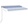 Toldo automático LED sensor de viento azul y blanco 350x250 cm de , Toldos - Ref: Foro24-3069091, Precio: 531,89 €, Descuento: %