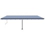 Toldo automático LED sensor de viento azul y blanco 600x350 cm de , Toldos - Ref: Foro24-3069891, Precio: 1,00 €, Descuento: %
