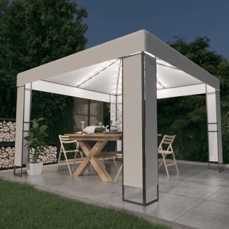 Cenador con doble techo y tira de luces LED blanco 3x3 m de , Carpas y cenadores - Ref: Foro24-3070302, Precio: 227,47 €, Des...