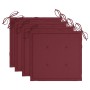 Sillas de jardín 4 uds madera de teca con cojines rojo tinto de , Sillas de jardín - Ref: Foro24-3073013, Precio: 580,75 €, D...