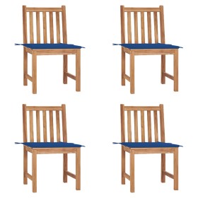 Sillas de jardín 4 unidades madera maciza de teca con cojines de , Sillas de jardín - Ref: Foro24-3073098, Precio: 463,83 €, ...