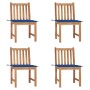 Sillas de jardín 4 unidades madera maciza de teca con cojines de , Sillas de jardín - Ref: Foro24-3073098, Precio: 463,83 €, ...