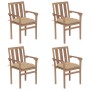Sillas de jardín apilables 4 uds madera maciza teca con cojines de , Sillas de jardín - Ref: Foro24-3073397, Precio: 501,92 €...