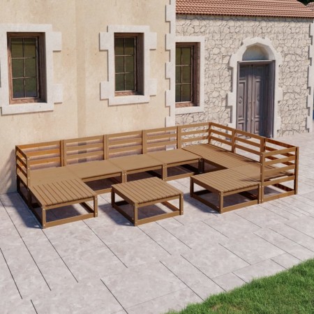 Muebles de jardín 10 pzas y cojines marrón miel madera pino de , Conjuntos de jardín - Ref: Foro24-3075762, Precio: 669,43 €,...