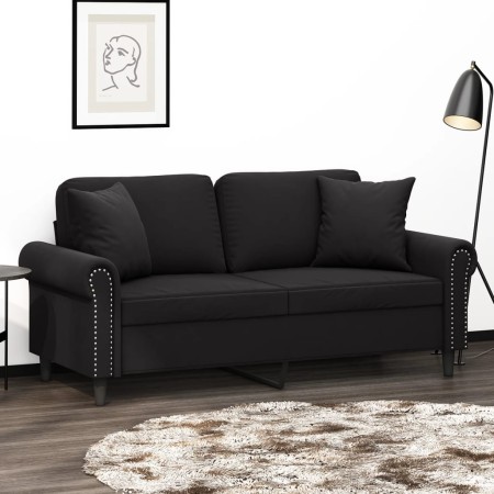 Sofá de 2 plazas con cojines terciopelo negro 140 cm de , Sofás - Ref: Foro24-3200950, Precio: 244,07 €, Descuento: %