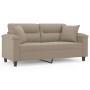 Sofá de 2 plazas con cojines tela microfibra gris taupe 140 cm de , Sofás - Ref: Foro24-3200971, Precio: 284,77 €, Descuento: %