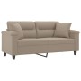 Sofá de 2 plazas con cojines tela microfibra gris taupe 140 cm de , Sofás - Ref: Foro24-3200971, Precio: 284,77 €, Descuento: %