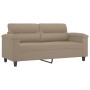 Sofá de 2 plazas con cojines tela microfibra gris taupe 140 cm de , Sofás - Ref: Foro24-3200971, Precio: 284,77 €, Descuento: %