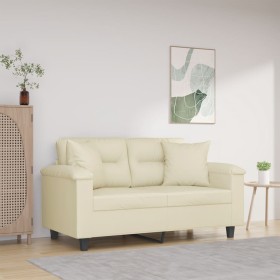 Sofá de 2 plazas con cojines cuero sintético color crema 120 cm de , Sofás - Ref: Foro24-3200984, Precio: 245,71 €, Descuento: %