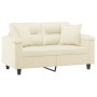 Sofá de 2 plazas con cojines cuero sintético color crema 120 cm de , Sofás - Ref: Foro24-3200984, Precio: 245,71 €, Descuento: %