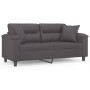 Sofá de 2 plazas con cojines cuero sintético gris 140 cm de , Sofás - Ref: Foro24-3200990, Precio: 252,71 €, Descuento: %