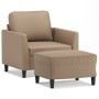 Sillón con taburete cuero sintético color capuchino 60 cm de , Sofás - Ref: Foro24-3201121, Precio: 178,18 €, Descuento: %
