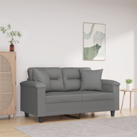Sofá de 2 plazas con cojines tela microfibra gris oscuro 120 cm de , Sofás - Ref: Foro24-3200967, Precio: 261,57 €, Descuento: %