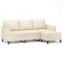 Sofá de 3 plazas con taburete cuero sintético crema 180 cm de , Sofás - Ref: Foro24-3201123, Precio: 273,52 €, Descuento: %