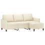 Sofá de 3 plazas con taburete cuero sintético crema 180 cm de , Sofás - Ref: Foro24-3201123, Precio: 273,52 €, Descuento: %