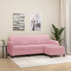 Sofá de 3 plazas con taburete de terciopelo rosa180 cm de , Sofás - Ref: Foro24-3201177, Precio: 356,36 €, Descuento: %