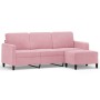 Sofá de 3 plazas con taburete de terciopelo rosa180 cm de , Sofás - Ref: Foro24-3201177, Precio: 356,36 €, Descuento: %