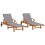 Tumbonas con cojines 2 unidades madera maciza de acacia de , Tumbonas - Ref: Foro24-3077331, Precio: 472,26 €, Descuento: %