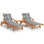 Tumbonas con mesa y cojines 2 uds madera maciza de acacia de , Tumbonas - Ref: Foro24-3077359, Precio: 424,60 €, Descuento: %