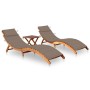 Tumbonas 2 unidades con mesa y cojines madera maciza de acacia de , Tumbonas - Ref: Foro24-3077384, Precio: 381,69 €, Descuen...