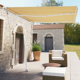 Toldo de pie automático amarillo y blanco 350x250 cm de vidaXL, Toldos - Ref: Foro24-3069528, Precio: 429,42 €, Descuento: %
