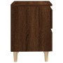 Mesita de noche patas de madera maciza roble ahumado 40x35x50cm de , Mesitas de noche - Ref: Foro24-813126, Precio: 43,92 €, ...