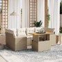 Set sofás de jardín 7 piezas y cojines ratán sintético beige en Conjuntos de jardín | Comprar online en Foru.es