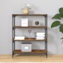 Estantería contrachapada y acero roble ahumado 80x33x100 cm de , Librerías y estanterías - Ref: Foro24-819344, Precio: 70,07 ...