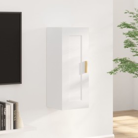 Armario de pared madera de ingeniería blanco brillo 35x34x90 cm de , Estantes y estanterías - Ref: Foro24-812471, Precio: 52,...