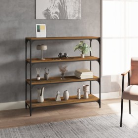 Estantería contrachapada y acero roble ahumado 100x33x100 cm de , Librerías y estanterías - Ref: Foro24-819359, Precio: 79,44...