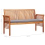Banco de jardín 3 plazas con cojín madera maciza acacia 150 cm de , Bancos de jardín - Ref: Foro24-45973, Precio: 221,22 €, D...