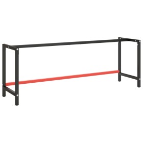 Estructura banco de trabajo metal negro y rojo mate 220x57x79cm de , Patas para mesas - Ref: Foro24-151458, Precio: 101,08 €,...