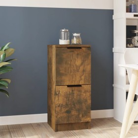Aparador madera contrachapada color roble ahumado 30x30x70 cm de , Aparadores - Ref: Foro24-817018, Precio: 41,64 €, Descuent...