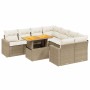 Set de sofás de jardín 9 pzas con cojines ratán sintético beige en Conjuntos de jardín | Comprar online en Foru.es