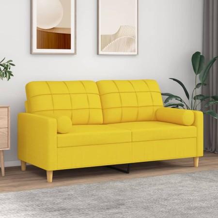 Sofá de 2 plazas con cojines tela amarillo claro 140 cm de , Sofás - Ref: Foro24-3200787, Precio: 190,05 €, Descuento: %