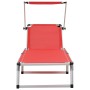 Tumbona plegable con techo aluminio y textileno roja de , Tumbonas - Ref: Foro24-44334, Precio: 76,58 €, Descuento: %
