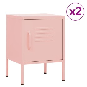 Mesitas de noche 2 uds rosa acero 35x35x51 cm de , Mesitas de noche - Ref: Foro24-3095209, Precio: 132,87 €, Descuento: %