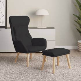 Sillón de relax con taburete tela negro de , Sillones - Ref: Foro24-3097756, Precio: 146,17 €, Descuento: %