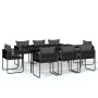 Juego de comedor de jardín 9 piezas negro de , Conjuntos de jardín - Ref: Foro24-3099088, Precio: 707,55 €, Descuento: %