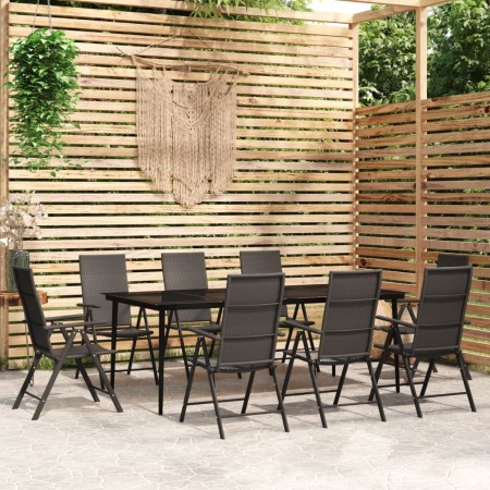 Juego de comedor para jardín 9 piezas negro de , Conjuntos de jardín - Ref: Foro24-3099112, Precio: 633,13 €, Descuento: %