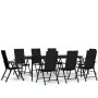 Juego de comedor para jardín 9 piezas negro de , Conjuntos de jardín - Ref: Foro24-3099112, Precio: 633,13 €, Descuento: %